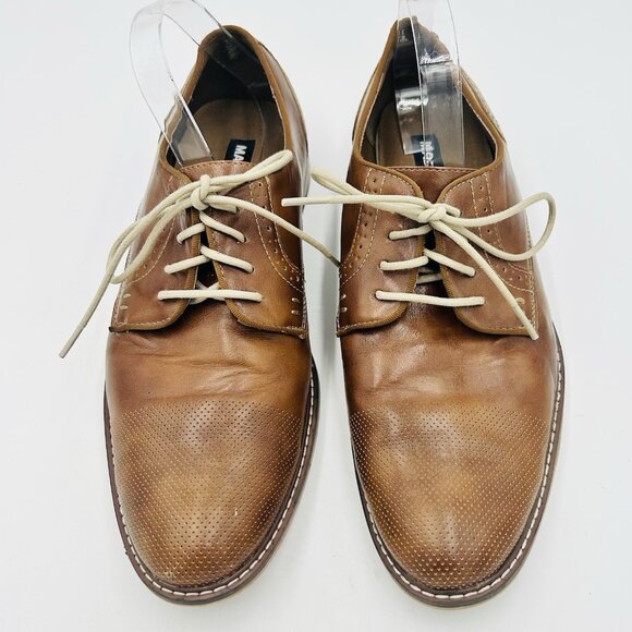 Men's Madden M-Alk Brown Cognac Oxford Shoes Size 12M Laced Perforated - Picture 1 of 9